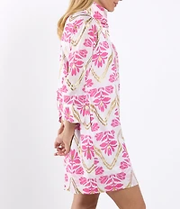 Jude Connally Helen Gilded Floral Print Stand Collar Long Sleeve Dress