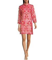 Jude Connally Helen Imperial Garden Print Stand Collar Long Sleeve Dress