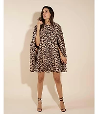 Jude Connally Holly Faux Suede Leopard Print Crew Neck Sleeveless Dress