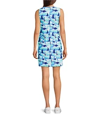 Jude Connally Holly Jude Cloth Sail Boat Seaglass Print Round Neck Sleeveless Swing Dress