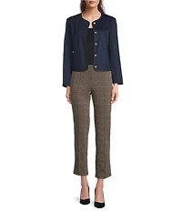 Jude Connally Hope Denim Round Neck Long Sleeve Gold Button Jacket