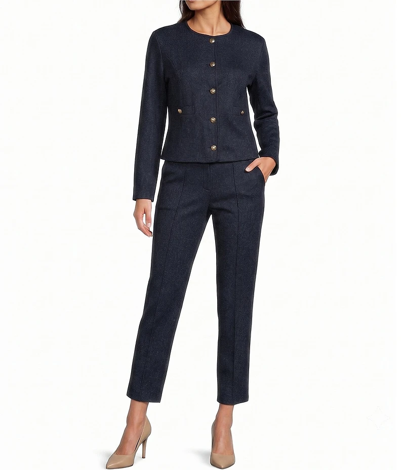 Jude Connally Hope Denim Round Neck Long Sleeve Gold Button Jacket