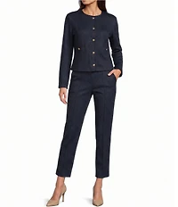Jude Connally Hope Denim Round Neck Long Sleeve Gold Button Jacket