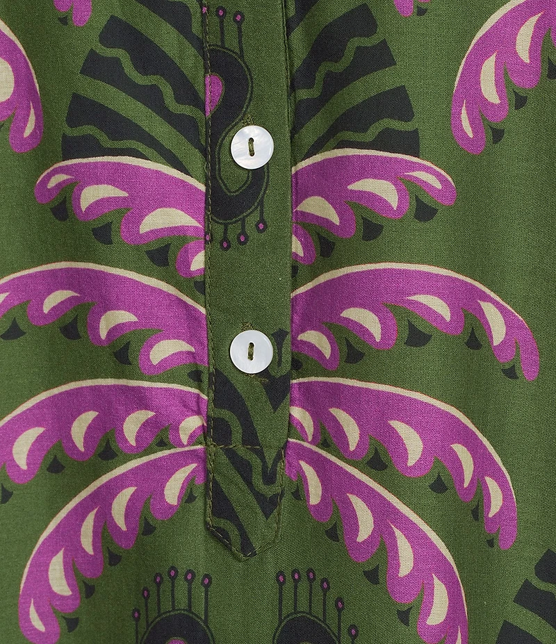 Jude Connally Kallan Decorative Frond Print Point Collar Shift Midi Dress