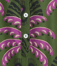 Jude Connally Kallan Decorative Frond Print Point Collar Shift Midi Dress
