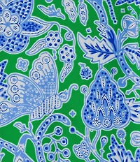 Jude Connally Kate Stretch Knit Butterfly Botanical Print Mandarin Collar Split V-Neck 3/4 Sleeve Shift Dress