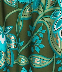 Jude Connally Kerry Boho Floral Print Split V-Neck 3/4 Bell Sleeve Knit Shift Dress
