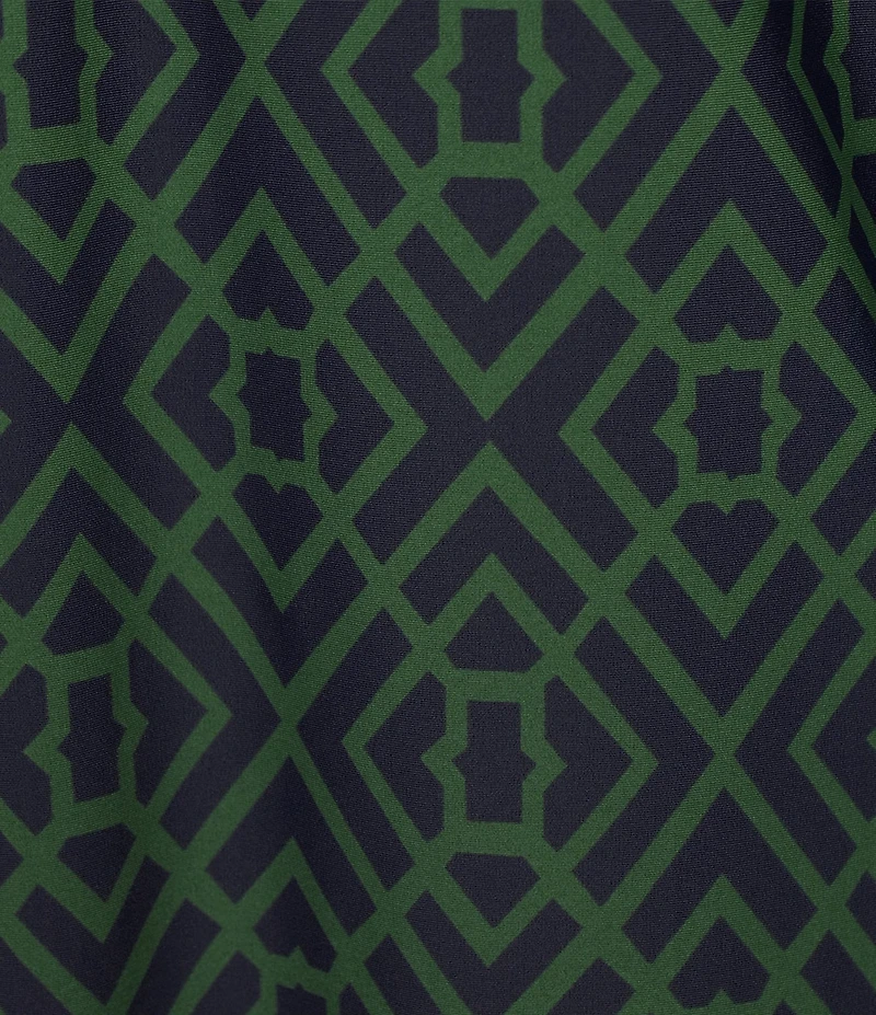 Jude Connally Kerry Garden Lattice Loden Print Split V-Neck 3/4 Bell Sleeve Knit Shift Dress