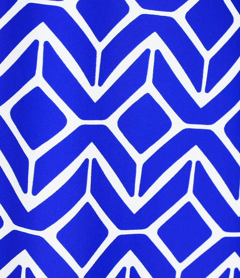 Jude Connally Kristen Seaglass Print Jude Cloth Stretch Knit Wrinkle-Free Split V-Neck Sleeveless A-Line Midi Dress