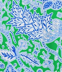 Jude Connally Libby Butterfly Botanical Print Jude Cloth Stretch Knit V-Neck Short Puff Sleeve A-Line Tiered Midi Dress