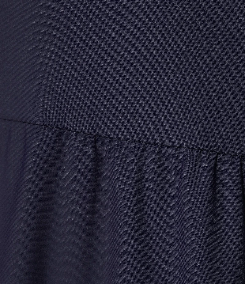 Jude Connally Libby Solid Jude Cloth Knit V-Neck Short Puffed Sleeve A-Line Tiered Midi Dress
