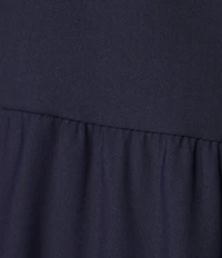Jude Connally Libby Solid Jude Cloth Knit V-Neck Short Puffed Sleeve A-Line Tiered Midi Dress