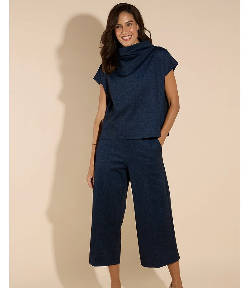Jude Connally Lolly Wrinkle Free Wide-Leg Flat Front Jude Denim Cropped Pants