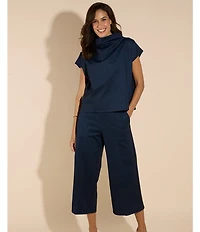 Jude Connally Lolly Wrinkle Free Wide-Leg Flat Front Jude Denim Cropped Pants