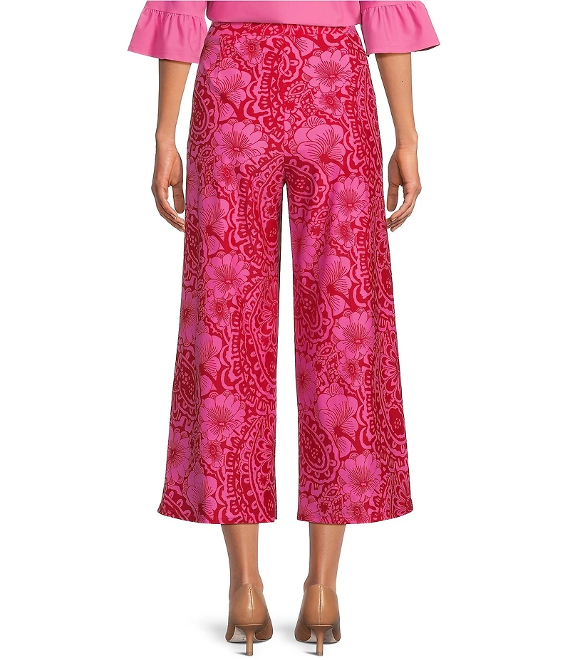 Jude Connally Lolly Painted Paisley Print Coordinating Lightweight Jude Cloth Wide Leg Crop Pants