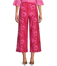 Jude Connally Lolly Painted Paisley Print Coordinating Lightweight Jude Cloth Wide Leg Crop Pants