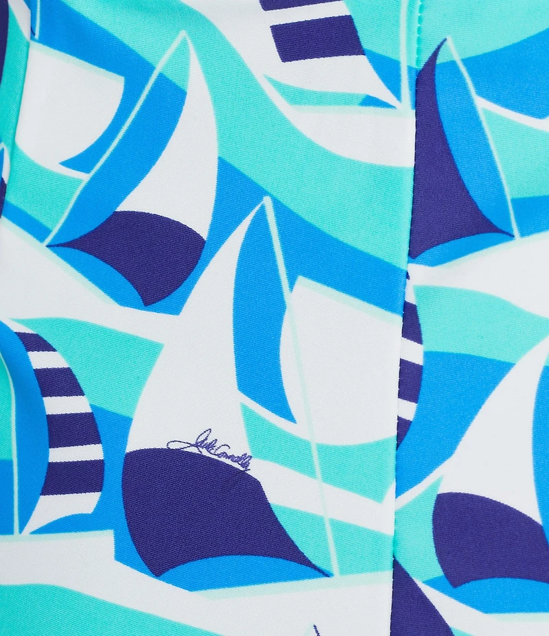 Jude Connally Lolly Sail Boats Seaglass Print Coordinating Lightweight Jude Cloth Wide Leg Crop Pants