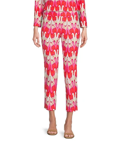 Jude Connally Lucia Paradise Ikat Print Jude Cloth Stretch Knit Wrinkle Free Pull-On Coordinating Cropped Pants
