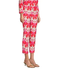 Jude Connally Lucia Paradise Ikat Print Jude Cloth Stretch Knit Wrinkle Free Pull-On Coordinating Cropped Pants