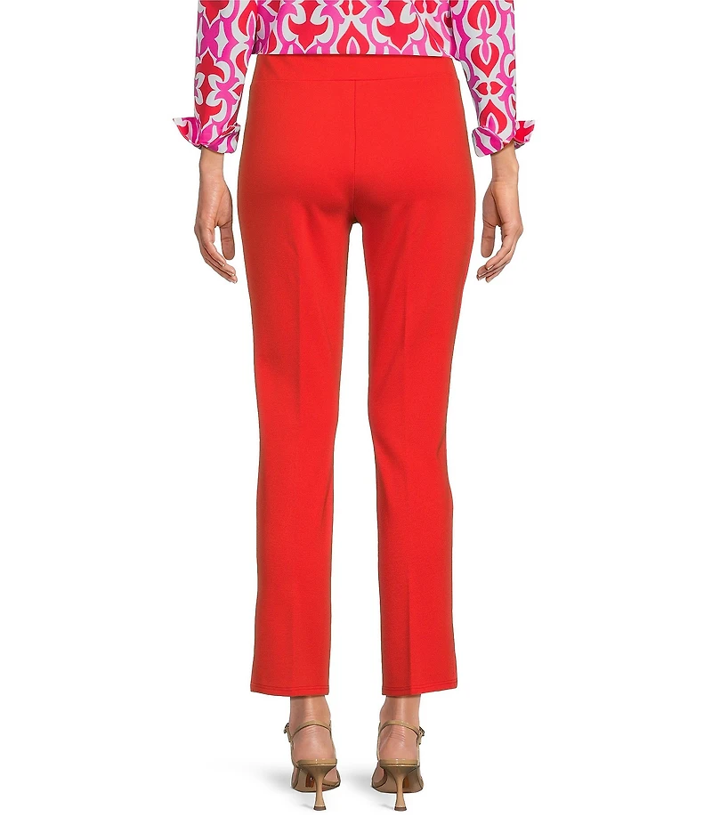 Jude Connally Lucia Ponte Knit Elastic Waistband Straight Pull-On Ankle Pants