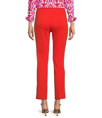 Jude Connally Lucia Ponte Knit Elastic Waistband Straight Pull-On Ankle Pants