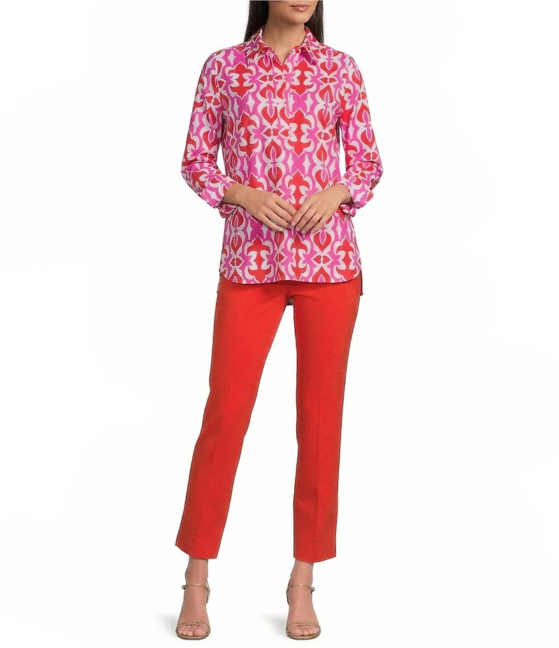 Jude Connally Lucia Ponte Knit Elastic Waistband Straight Pull-On Ankle Pants
