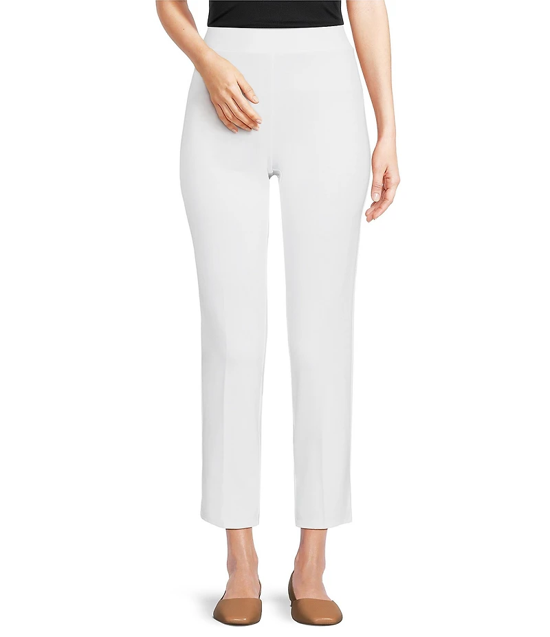 Jude Connally Lucia Ponte Knit Elastic Waistband Straight Pull-On Ankle Pants