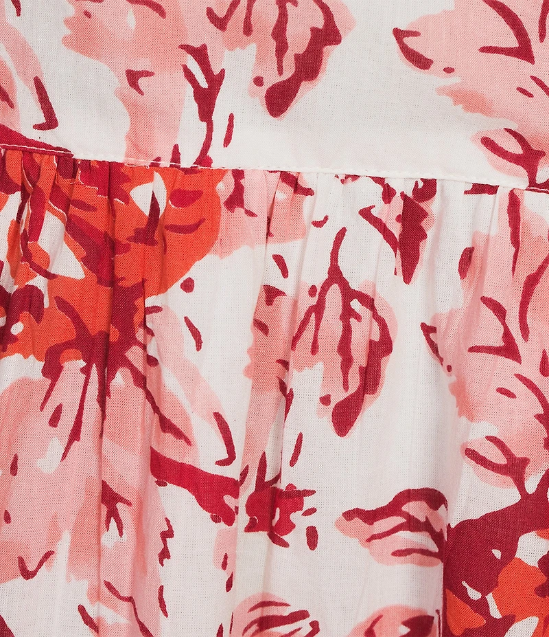 Jude Connally Maddie Floral Bloom Print Split V-Neck Short Sleeve Tiered Dress