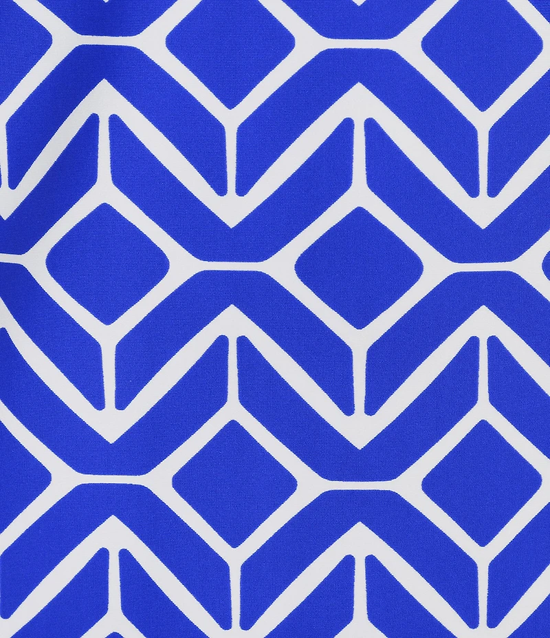 Jude Connally Megan Sail Geo Print Jude Cloth Stretch Knit 3/4 Sleeve Split V-Neck Shift Dress