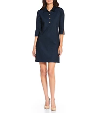 Jude Connally Midge Denim Point Collar Long Split Sleeve Dress