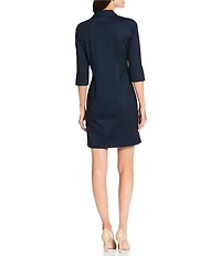 Jude Connally Midge Denim Point Collar Long Split Sleeve Dress
