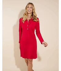 Jude Connally Midge Ponte Button Front Point Collar Long Sleeve Dress