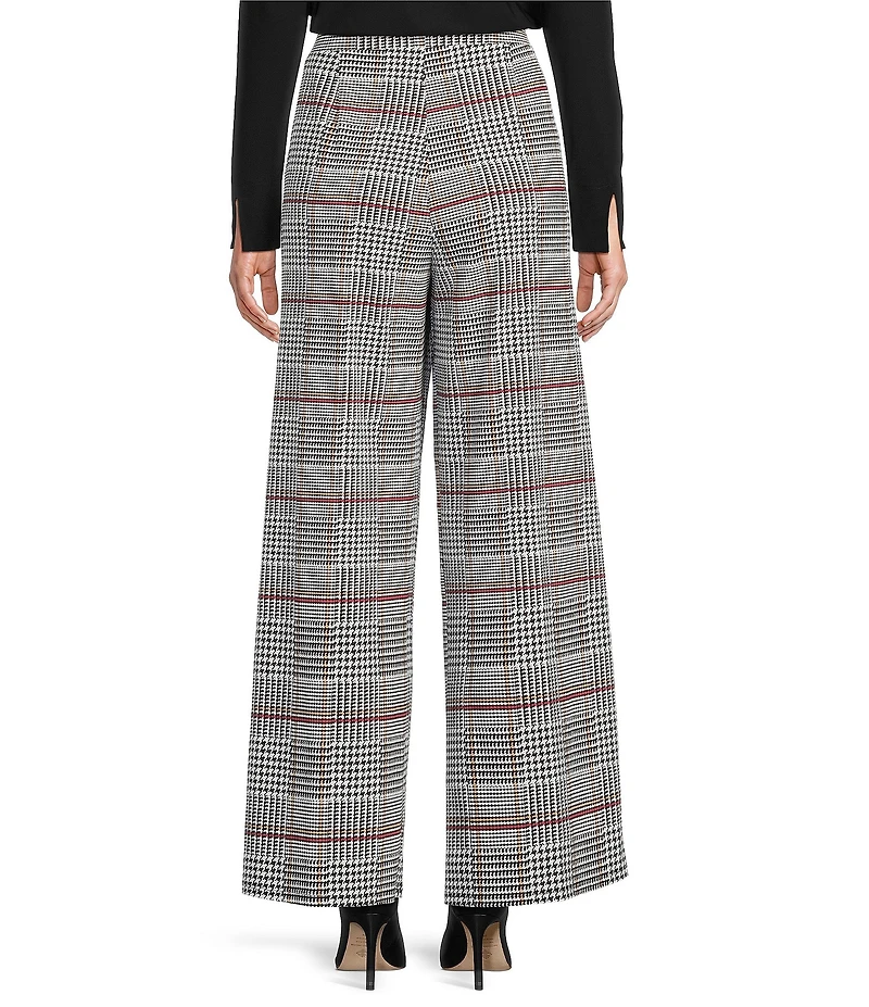 Jude Connally Nicolette Glen Plaid Print Wide Leg Pull-On Pants