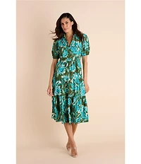Jude Connally Portia Boho Floral Print Knit Jude Cloth V-Neck Tiered Dress
