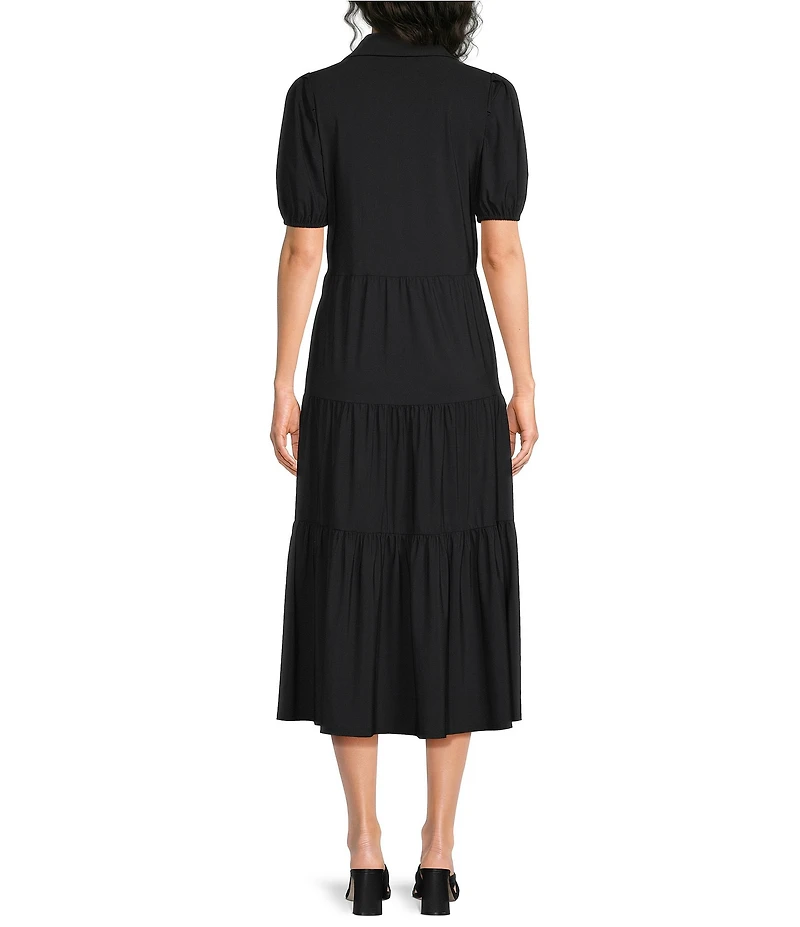 Jude Connally Portia Knit Jude Cloth V-Neck Tiered Dress