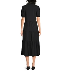 Jude Connally Portia Knit Jude Cloth V-Neck Tiered Dress
