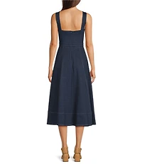 Jude Connally Sabrina Denim Sweetheart Neck Sleeveless Fit-And-Flare Midi Dress