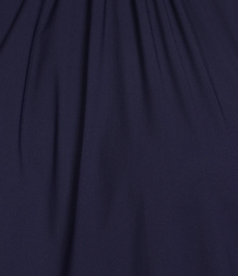 Jude Connally Shari Stretch Knit Ruffle Trim Mock Neck Cap Sleeve Shift Dress