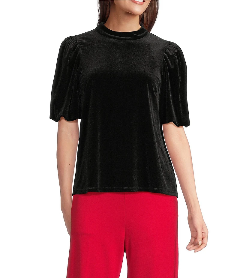 Jude Connally Sheila Stretch Velvet Round Neck Short Sleeve Top