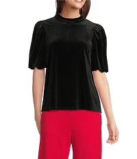 Jude Connally Sheila Stretch Velvet Round Neck Short Sleeve Top