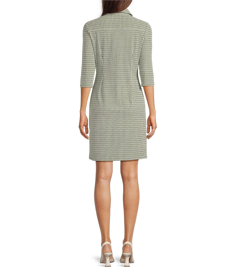 Jude Connally Susanna Braided Geo Loden Point Collar 3/4 Sleeve Polished Classic Shirt Dress