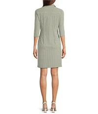 Jude Connally Susanna Braided Geo Loden Point Collar 3/4 Sleeve Polished Classic Shirt Dress