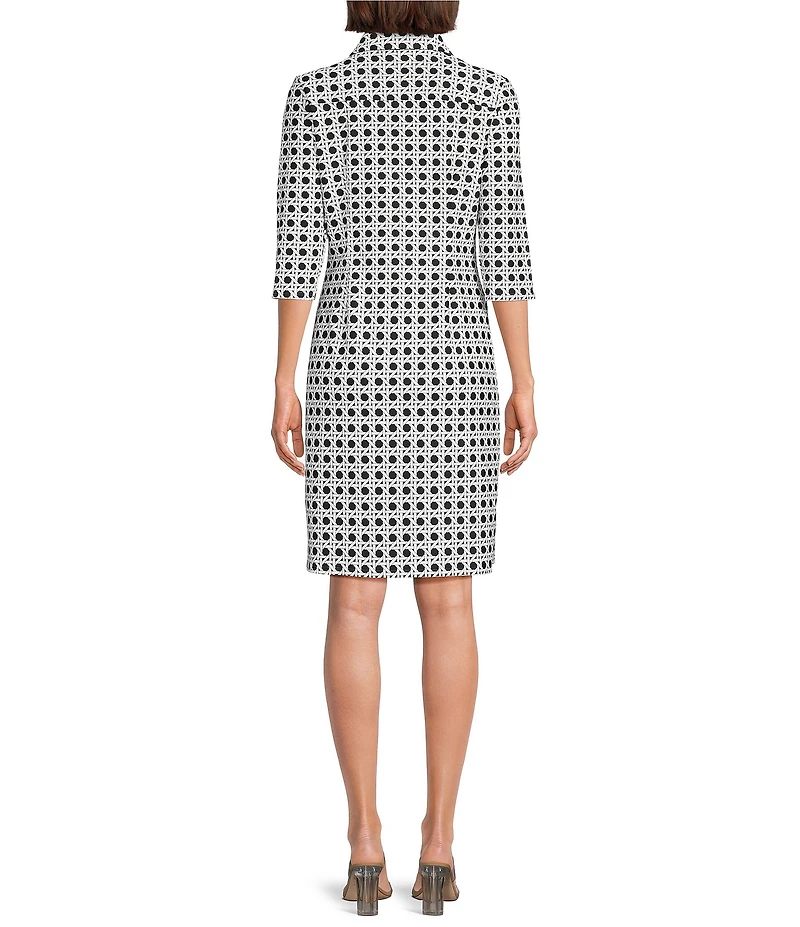 Jude Connally Susanna Petite Rattan Black Point Collar 3/4 Sleeve Polished Classic Shirt Dress