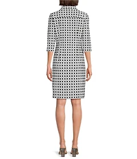 Jude Connally Susanna Petite Rattan Black Point Collar 3/4 Sleeve Polished Classic Shirt Dress