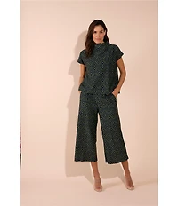 Jude Connally Tillie Garden Lattice Print Coordinating Ultralight Jude Cloth Drape Crew Neck Cap Sleeve Top