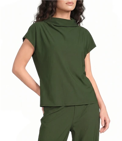 Jude Connally Tillie Garden Solid Coordinating Ultralight Jude Cloth Drape Crew Neck Cap Sleeve Top