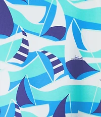 Jude Connally Tillie Sail Boats Seaglass Print Coordinating Ultralight Jude Cloth Drape Crew Neck Cap Sleeve Top