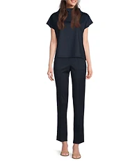 Jude Connally Tillie Stretch Jude Cloth Wrinkle-Free And Easy Care Stretch Knit Funnel Neck Cap Sleeve Top