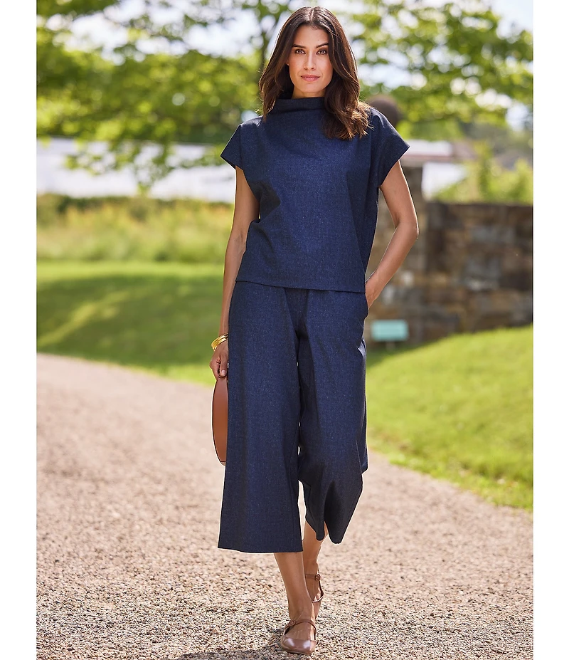 Jude Connally Tillie Stretch Jude Cloth Wrinkle-Free And Easy Care Stretch Knit Funnel Neck Cap Sleeve Top