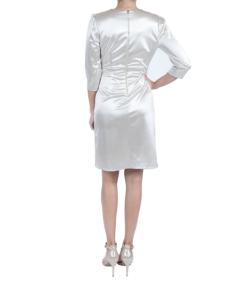 Julia Jordan 3/4 Sleeve Ruffle Front Short Dress